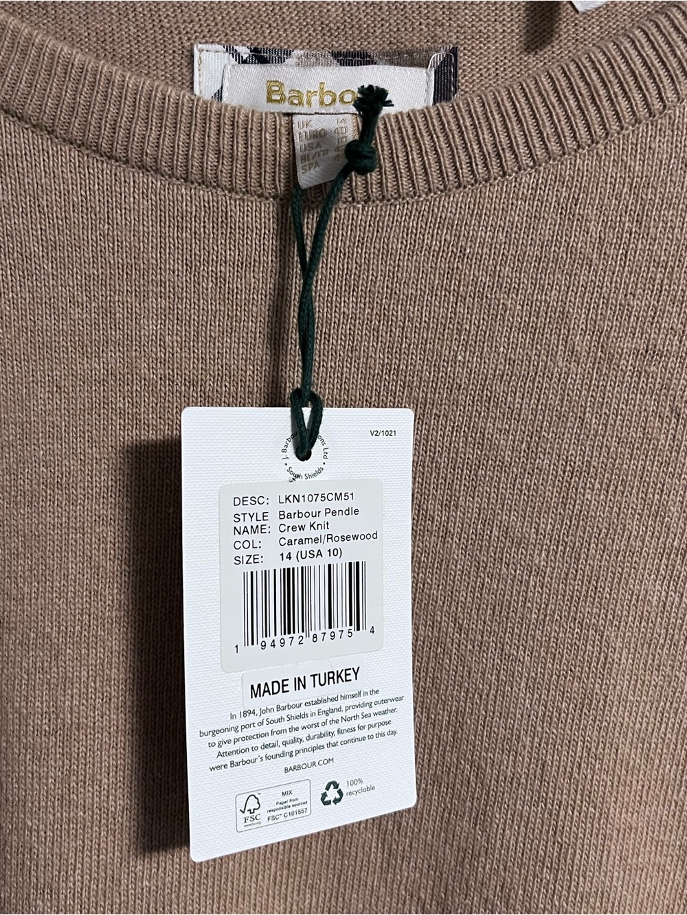 NWT Barbour Pendle Crew Sweater - Picture 6 of 9